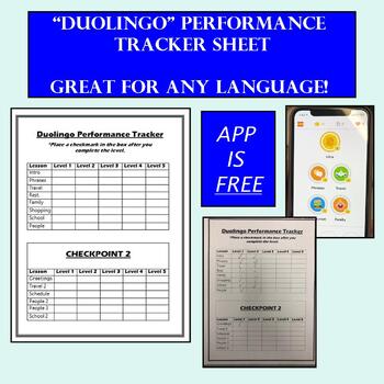 Preview of Duolingo Performance Tracker Sheet (For any Foreign Language)