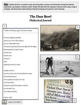 Preview of Dust Bowl Dialectical Journal ELA HOT Activity