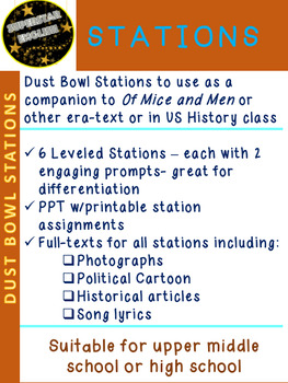 Preview of Dust Bowl Stations 6 Stops 12 Assignments English History Middle or High School