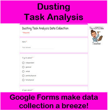 Sæbe Booth Ledelse Dusting Task Analysis Data Collection Google Form by The InSPEDible Teacher