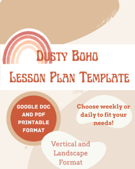Preview of Dusty Flower Boho Lesson Plan Template and Contact Log