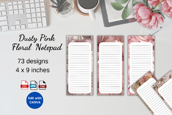 Preview of Dusty Pink Floral Notepad Printable Template