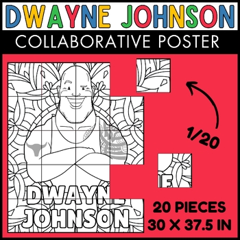 Preview of Dwayne Johnson Collaborative Coloring Poster | May AAPI Heritage Month Poster
