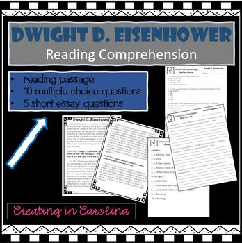 Preview of Dwight D. Eisenhower  Reading Comprehension Packet - NO PREP!