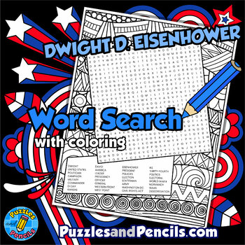 Preview of Dwight D. Eisenhower Word Search Puzzle & Coloring | US Presidents Wordsearch