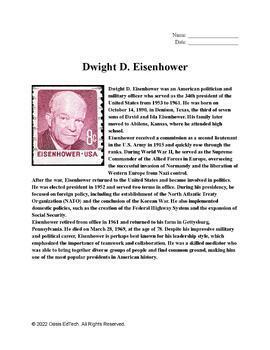 Preview of Dwight D. Eisenhower Worksheet