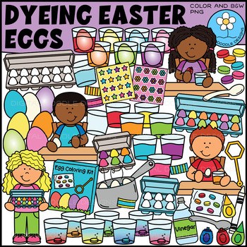 Preview of Dyeing Easter Eggs Clipart