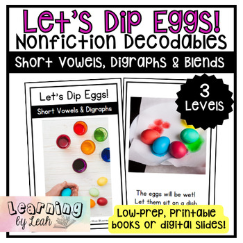 Preview of Dying Easter Eggs Decodable Books & Digital Slides: CVC Words, Digraphs & Blends