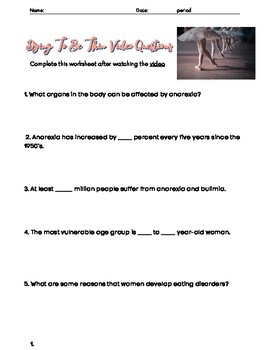 Dying To Be Thin Video Questions By For The Love Of Your Body And Health