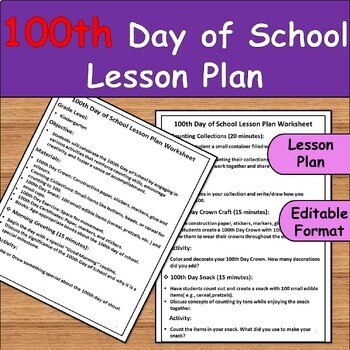 Preview of Dynamic 100th Day Lesson Plan: Engage,Count,Create & Reflect for kinder Delight!
