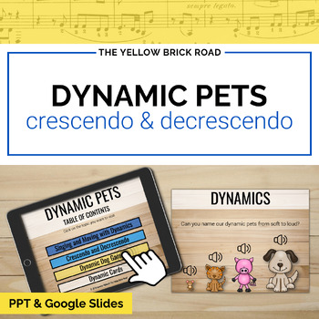 Preview of Dynamic Pets: Crescendo and Decrescendo - dynamics lesson - music lesson