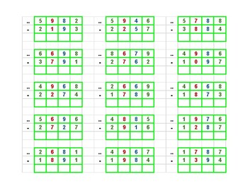 Preview of Dynamic Subtraction for Small Bead Frame and Stamp Game -Montessori Math Tickets