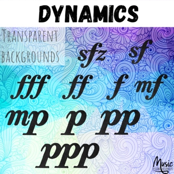 Preview of Dynamic Symbols Music Clipart Set PNG Graphics Dynamic Markings Set of 10