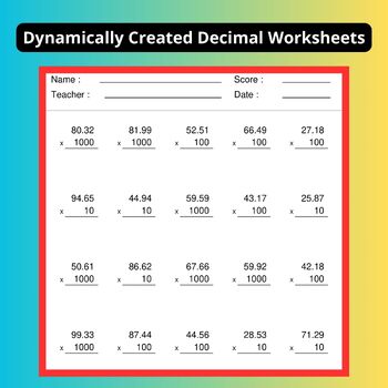 Preview of Dynamically Created Decimal Worksheets