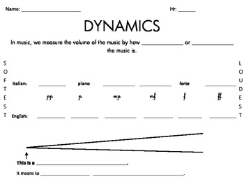 Preview of Dynamics Handout- Includes Symbols, Italian, & English
