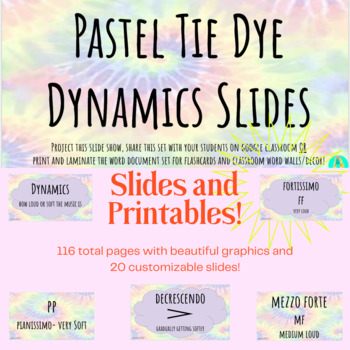 Preview of Dynamics Set for Middle School Choir- Pastel Tie Dye