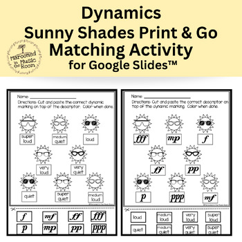 Preview of Dynamics Sunny Shades Matching Activity for Google Slides™️