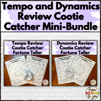 Preview of Dynamics and Tempo Music Review Cootie Catcher Fortune Teller Mini Bundle