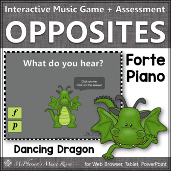Preview of Music Dynamics Forte and Piano ~ Interactive Music Game + Assessment {dragon}