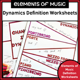 Dynamics in Music Definition Worksheets