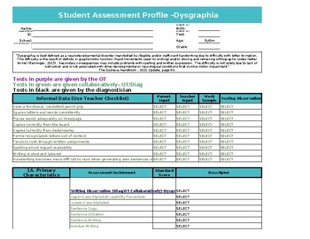 Preview of Dysgraphia/Dyslexia Assessment Evaluation Checklist