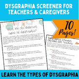 Dysgraphia Screener for Teachers & Caregivers