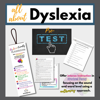 Preview of Dyslexia Awareness Month Bookmarks, Quiz, & Info Guide for Teachers and Parents