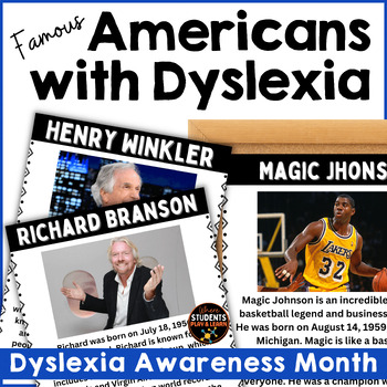 Preview of Dyslexia Awareness Month Bulletin Board, Famous Americans with Dyslexia Posters