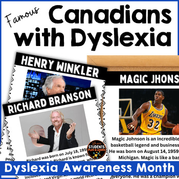 Preview of Dyslexia Awareness Month Bulletin Board, Famous Canadians with Dyslexia Posters
