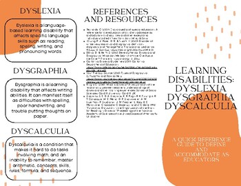 Preview of Dyslexia, Dysgraphia, Dyscalculia Pamphlet