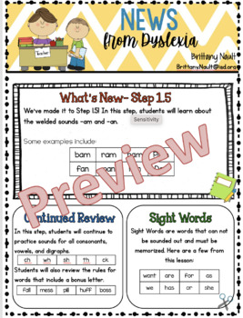 Preview of Dyslexia Newsletters Steps 1.1-6.4