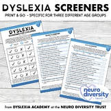 Dyslexia Screener and Strategy Letters