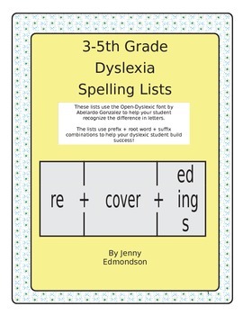 Preview of Dyslexia Spelling Lists 3-5th Grade