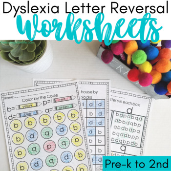 Dyslexia Worksheets: Help with b,d,p and q reversals | TpT