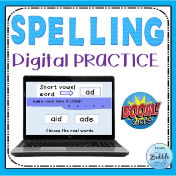 Preview of Spelling Dyslexia word work short vowel to long vowel Boom Cards