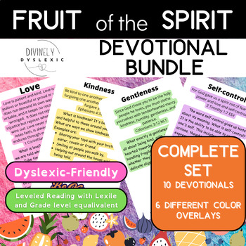 Preview of Fruit of the Spirit Devotional Set 6 Color Overlays Dyslexic-friendly Bundle