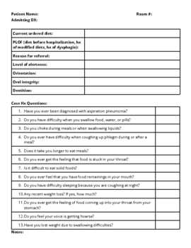 Preview of Dysphagia General Assessment Evaluation Form