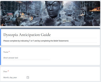 Preview of Dystopia Unit-Lesson 1 Anticipation Guide (V.1)