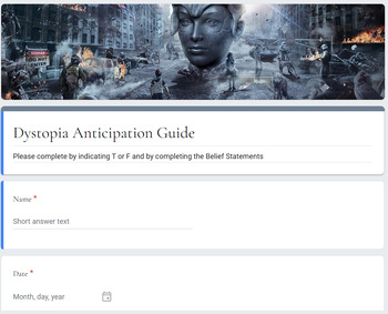 Preview of Dystopia Unit-Lesson 4 Anticipation Guide (V.2)