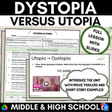 Dystopia VS Utopia Activity Full Lesson Middle High School