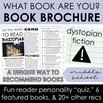 Preview of Dystopian Fiction Book Recommendation Brochure with Interactive Personality Quiz