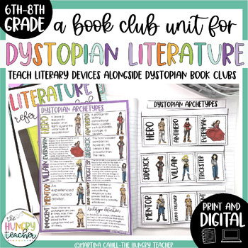 Preview of Literature Interactive Notebook Activities | Literary Elements with Dystopian