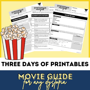 Preview of Dystopian Movie Guide - Printables - Three Days of Activities for High School
