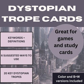 Preview of Dystopian Trope Game and Study Cards