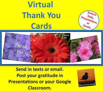 Preview of Thank You Cards Floral Set - Digital Cards - Virtual - E-Cards