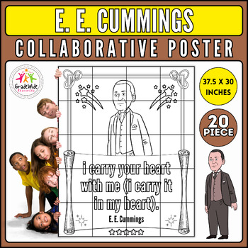 Preview of E. E. Cummings Collaborative Coloring Poster: National Poetry Month Craft
