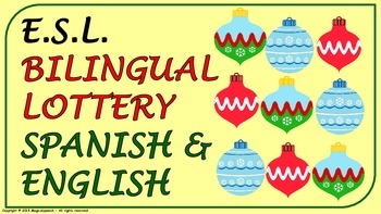 Preview of E.S.L. -"Christmas Vocabulary” in English & Spanish. Lottery (Board Game).