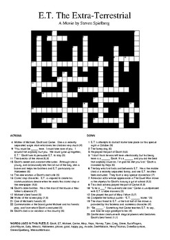 E T The Extra Terrestrial Crossword Puzzle by M Walsh TpT