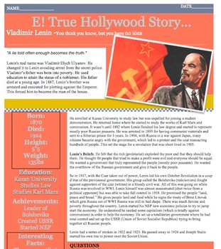 Preview of E! TRUE HOLLYWOOD STORY Vladimir Lenin