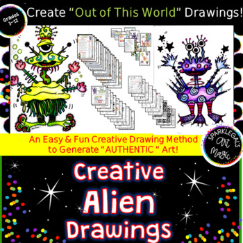 Preview of Line Switch™ Creative Drawing + Creative Writing! Draw ALIENS! Middle School